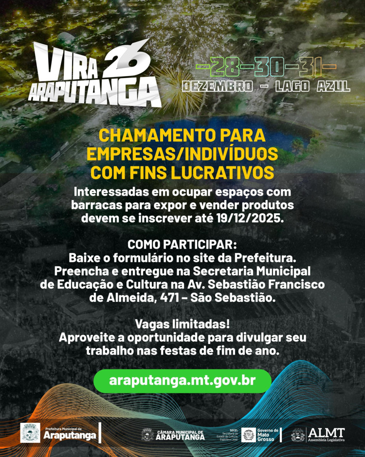 VIRA 26 ARAPUTANGA | Chamamento para Entidades com Fins Lucrativos